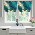 thumbnail image 4 of Teal Marble Tie Up Curtains for Windows, Adjustable Balloon Window Shades, Modern Abstract Gold Fluid Art Kitchen Window Treatments Farmhouse Short Curtains with Rod Pocket 42"x45", 4 of 8