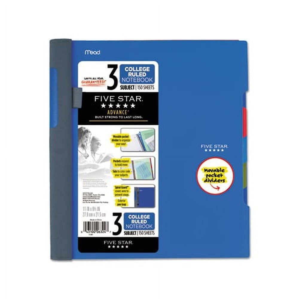 Advance Wirebound Notebook 3 Subjects, Medium/College Rule, Assorted Color Covers, 11 x 8.5, 150 Sheets