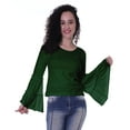 thumbnail image 2 of Moomaya Womens Long Bell Sleeves Tshirt Top Round Neck Plain Casual Fit Summer Tee Tops, 2 of 6