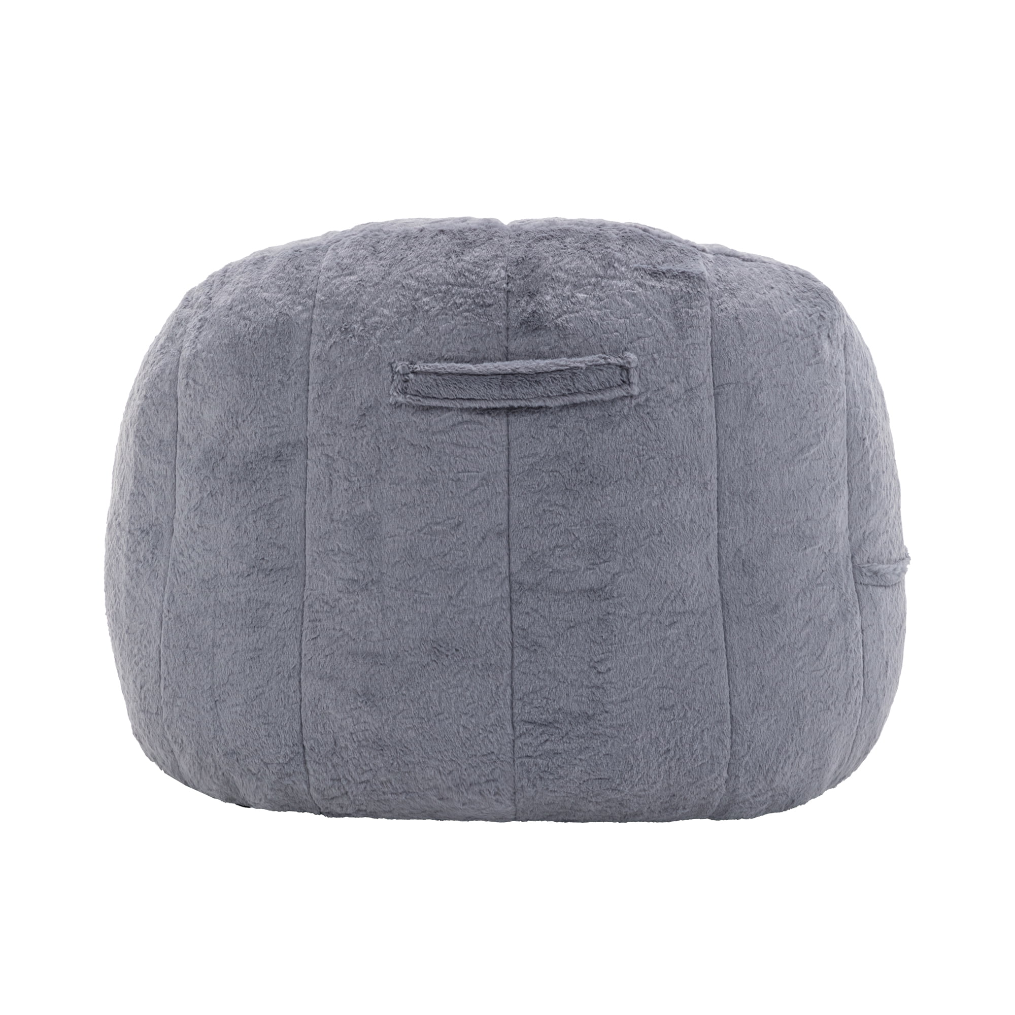 Bean Bag Chair with Armrests, Stuffed High-Density Foam, Lazy Sofa for Adults, Living Room, Bedroom, Reading, Gray Faux Fur, No Assembly Required