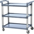 thumbnail image 1 of 3-Tier Rolling Utility Cart with Wheels – Heavy Duty Plastic 3-Shelf Push Cart for Commercial, Restaurant, Foodservice, Office & Kitchen | Grey Service Cart, 1 of 7