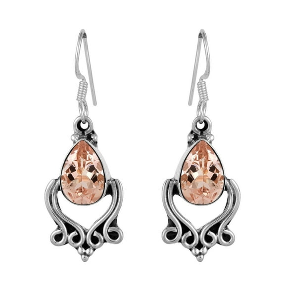 Mooneye Vintage Designer 0.70 Ctw Pear Morganite 925 Sterling Silver Women Wedding Earrings
