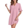 thumbnail image 3 of ANYJOIN Women Summer Dresses V Neck Ruffle Short Sleeve Sundress Casual Shift Dress, 3 of 5