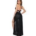 thumbnail image 6 of Women Halter Deep‑V Lace Mesh Maxi Dress Backless Sheer High‑Slit Sleeveless Long Gown for Party Nightclub Honeymoon, 6 of 6