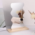 thumbnail image 3 of witspace Irregular Aesthetic Vanity Mirror Frameless, Table Frameless Mirror, Decorative Desk Tabletop Acrylic Mirrors with Wooden Stand for Bedroom,Living Room and Minimal Spaces Room Decor, 3 of 9