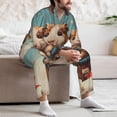 thumbnail image 7 of Salouo Hot Air Balloon Guinea Pig Print Button-Front Long Sleeve Pajama Set for Men, Soft 2Pjs Men's Long Sleeve Sleepwear-Medium, 7 of 7