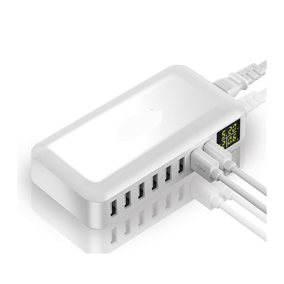 60W 8-Port USB Fast Charger 3.0 QC Fast Charging Quick Charge LED Display Multi USB Charging Station Mobile Phone Desktop ,Portable Station