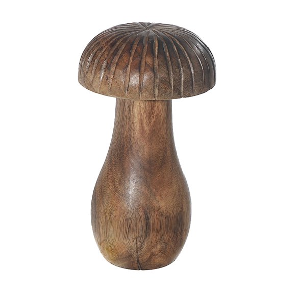 Masion Concepts Mango Wooden Craved Decor Mushroom Small ,Brown,Wood, 4 L x 4 W x 7 H