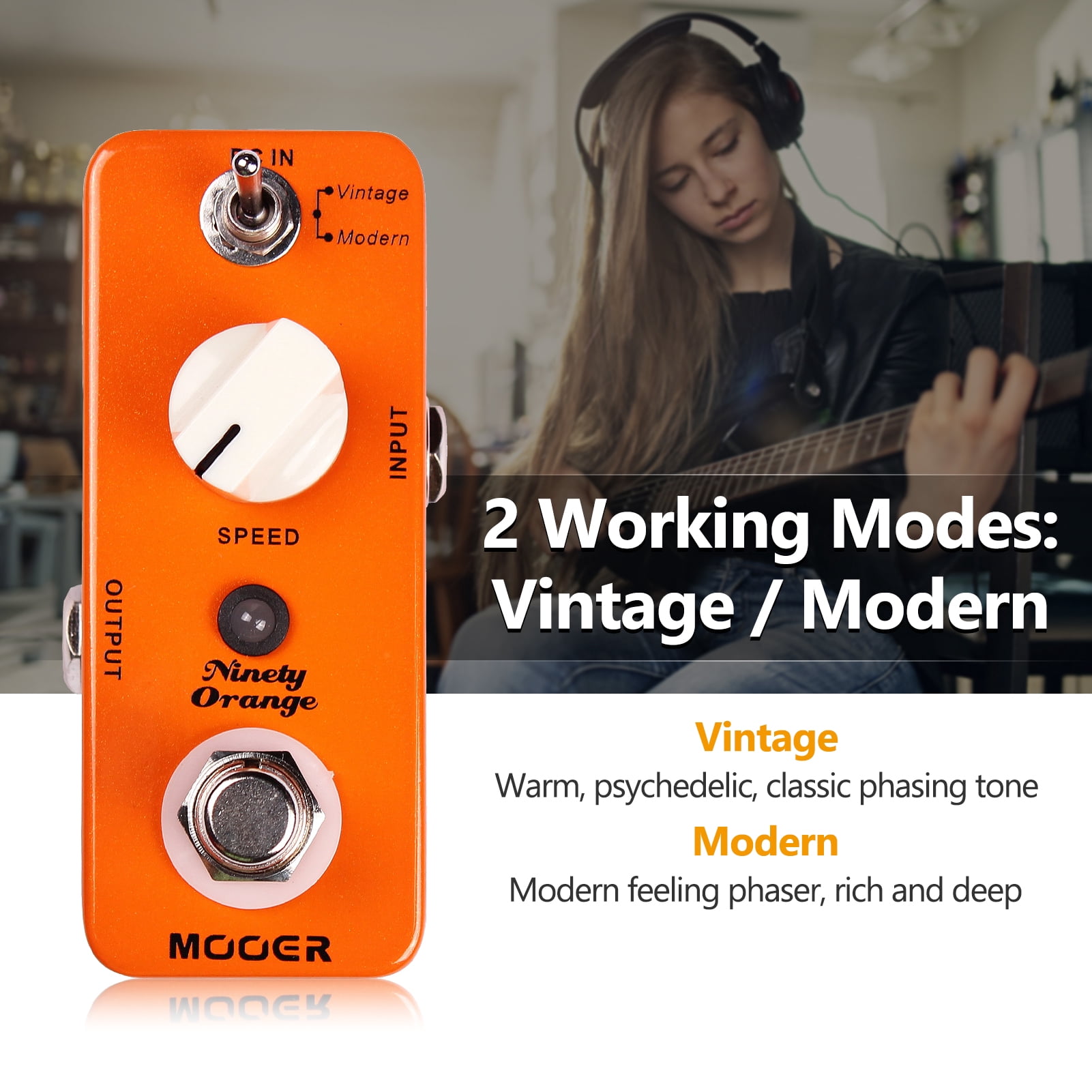 MOOER Mooer Ninety Orange Micro Mini Analog Phaser Electric Guitar Effect Pedal True Bypass