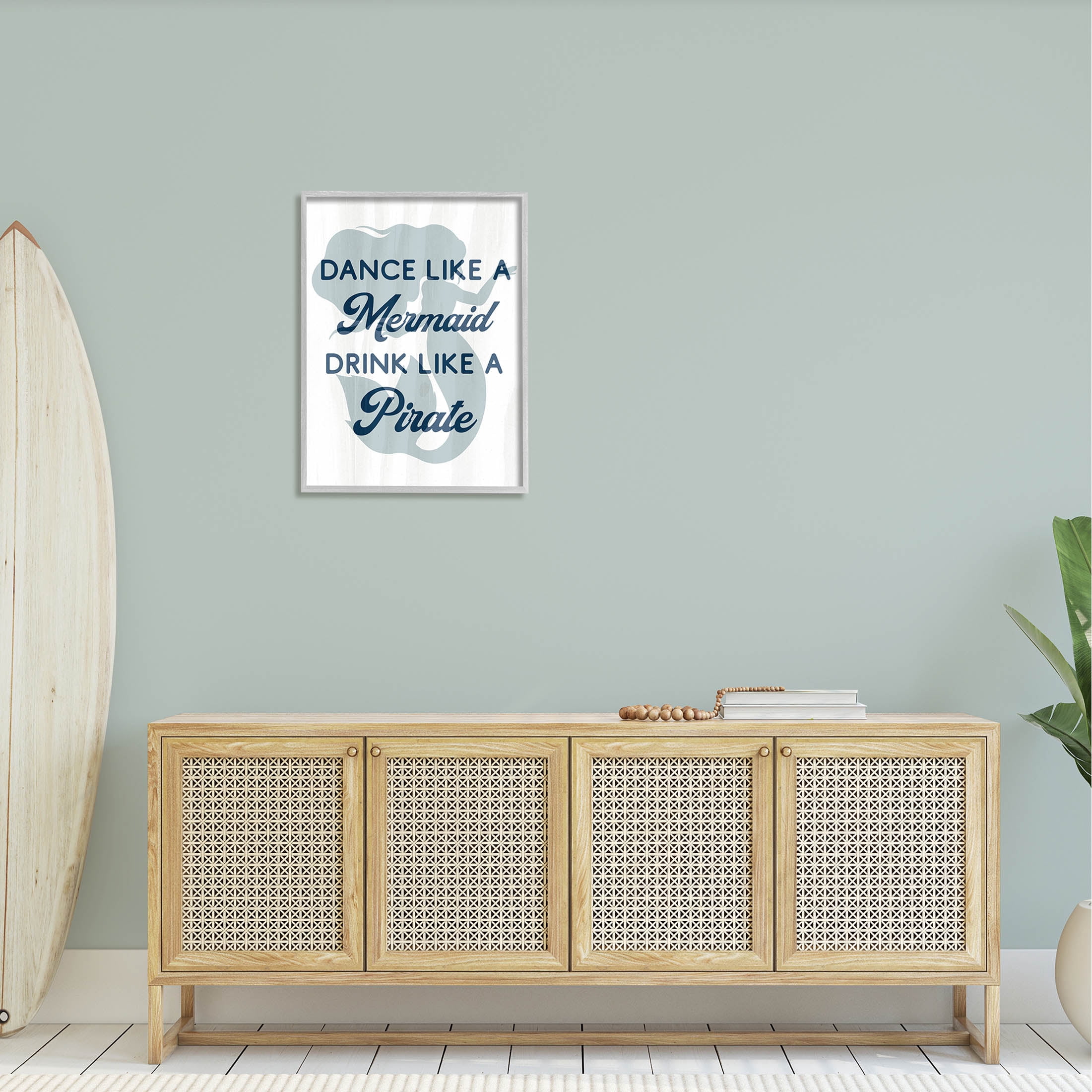 Stupell Industries Dance Like A Mermaid Phrase Graphic Art Gray Framed Art Print Wall Art, Design by Lil' Rue