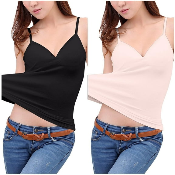 lmcalzta 2 Pack Womens Sleep Camisole Tops for Women Spaghetti Strap Modal Lounge Cami Tank Homewear Pajamas
