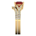thumbnail image 3 of Clara Pucci 18K Yellow Gold 3.4 Natural Garnet Engraveable Engagement Ring + Wedding Band Set, 3 of 7