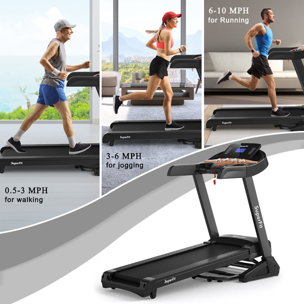 Topcobe 3.75HP Electric Folding Treadmill with Auto Incline 12 Program APP Control, Indoor Fitness Equipment, Modern Sports Equipment