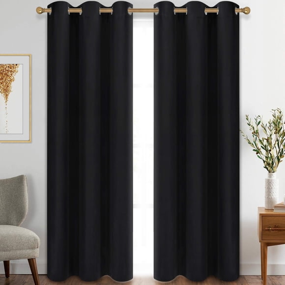 Cortinas opacas Diraysid con aislamiento térmico, 107 x 213 cm, color negro