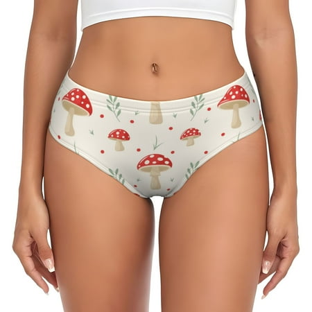 Naloa Flat Mushrooms Women s High Waisted Cotton Underwear Soft Breathable Panties Stretch Briefs Seamless Ladies Panties4X-Large