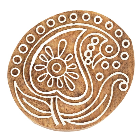 IBA Indianbeautifulart Textile Printing Block Peacock Motif Hand Carved Wooden Stamp Wood Block Printing Textile Stamp For Fabric / Pottery Blocks- 2.5 Inches