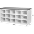 VASAGLE Shoe Rack Bench with Cushion 15 Compartments Storage Bench Shoe