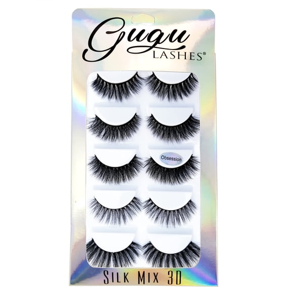 PESTAÑAS SILK MIX 3D OBSESSION GUGU LASHES GUGU LASHES 5 pares diferentes