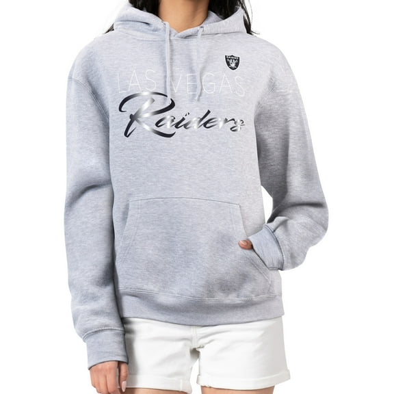 Women's G-III 4Her by Carl Banks Gray Las Vegas Raiders Shadow Logo Fleece Pullover Hoodie