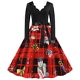 thumbnail image 2 of DPTALR Robe Vintage Imprimée à Manches Longues Col en V pour Femmes Soirée de Noël, 2 of 9