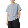 thumbnail image 5 of Babcutegg Summer Breathable Short Sleeve T-Shirt for Kids – Lightweight Round Neck Athletic Top for Boys and Girls, Quick-Dry Sporty Casual Wear Blue Size 14-15, 5 of 8