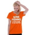 thumbnail image 3 of Funny Dad Gone Fishing Hunting Season Womens Slim Fit Graphic Tee Brisco Brands L, 3 of 5