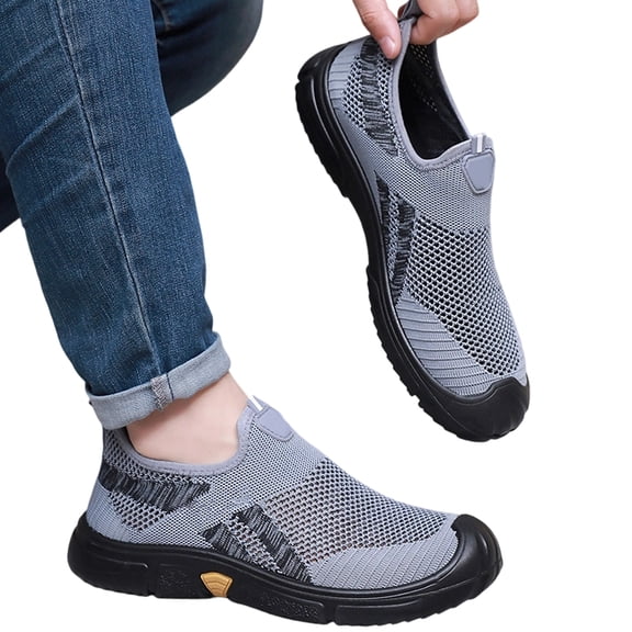 EKVAHL Orthopedic Shoes for Men Arch Support Breathable Comfortable Sneaker, Slip on Mesh Lightweight Sports Shoes, Anti-Slip Soft Bottom Casual Shoes for Men