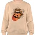 thumbnail image 2 of Pumpkin Lips Halloween Sweatshirt Unisex 3X-Large Sand, 2 of 5