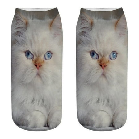 

〖Yilirongyumm〗 Socks Unisex Funny 3D Fashion Cat Printed Casual Socks Cute Low Cut Ankle Socks