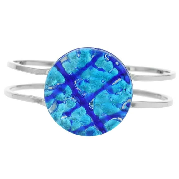 GlassOfVenice Murano Glass Venetian Reflections Metal Bracelet - Aqua Blue