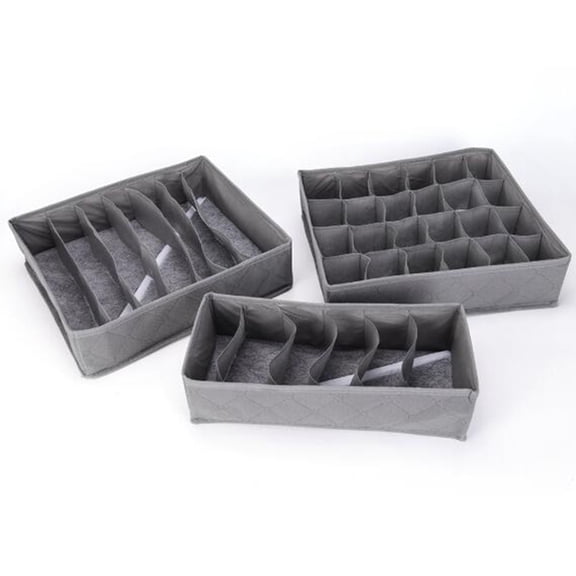 Set of 3 Closet Socks Underwear Organizer, Drawer Divider, Washable Cabinet Bins Organizer for Lingerie, Socks, Ties Storage Boxes