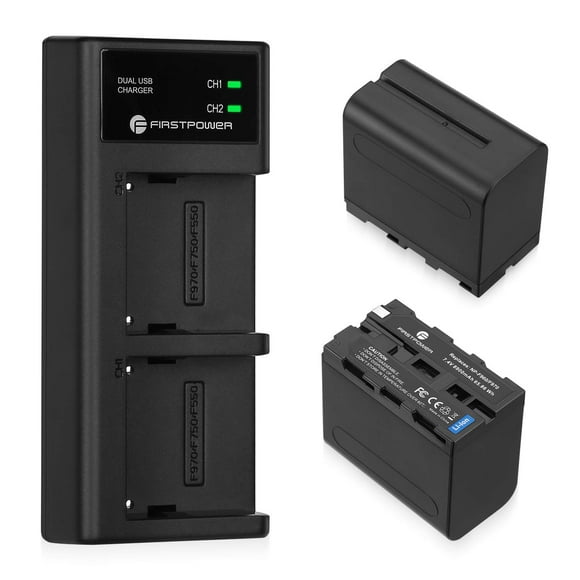 Batería FirstPower NP-F970 8900 mAh x2 con cargador USB para Sony