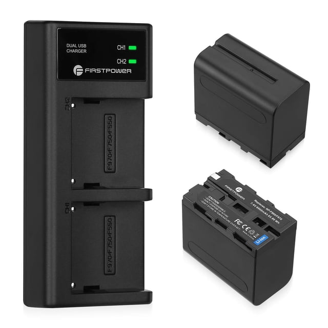 Batería FirstPower NP-F970 8900 mAh x2 con cargador USB para Sony