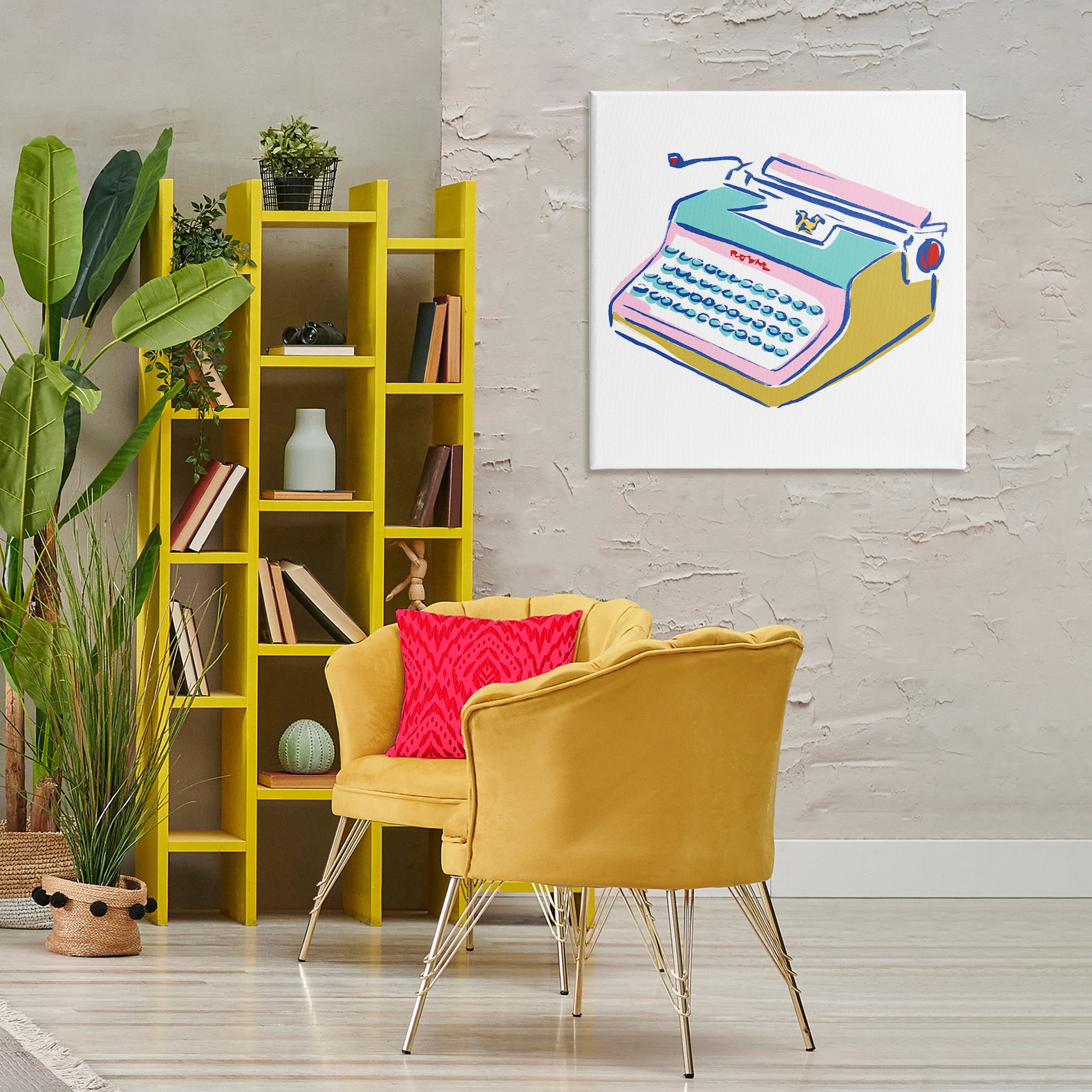 Stupell Industries Simple Retro Typewriter Novelty Painting Gallery Wrapped Canvas Art Print Wall Art, 30 x 30