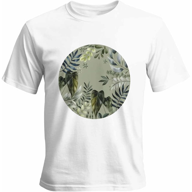 Camisetas informales de manga corta con estampado de hojas verdes de acuarela para hombre, camisetas gráficas