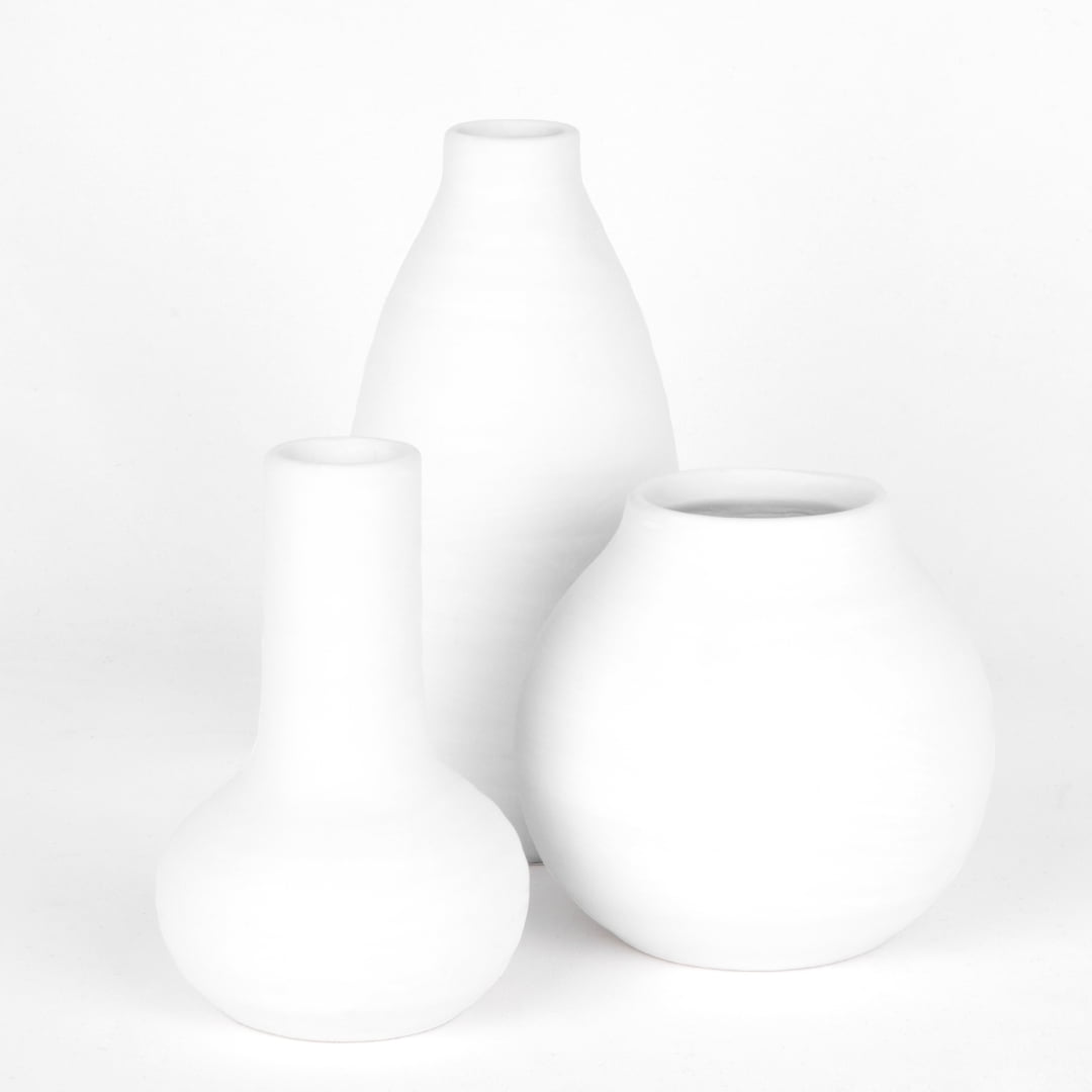 White Bud Flower Vase Ceramic High Glazed Unique Design Black 