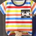 thumbnail image 3 of HCNTES Toddler Baby Boy Clothes Boys Summer Outfits Short Sleeve Patchwork T-Shirt & Solid Shorts Set 12 Months-5T(Blue,18-24 Months), 3 of 3