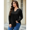 thumbnail image 4 of FlorCurve Plus Size Henley Shirts for Women Long Sleeve V Neck Shirt Rayon Tunic Tops Casual Button Up Blouse, Black XL, 4 of 7