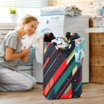 thumbnail image 5 of Yayeee Freestanding Laundry Hamper with Handle Collapsible Large Storage Basket for Clothes, Orange Abstract Lines, 5 of 7