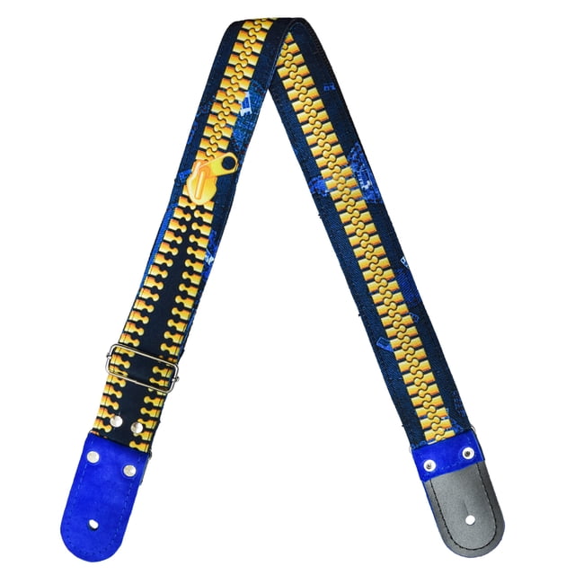 Correa para guitarra Strap o Tahali para guitarra acústica, bajo eléctrico, guitarra eléctrica Kidam Zipper Azul