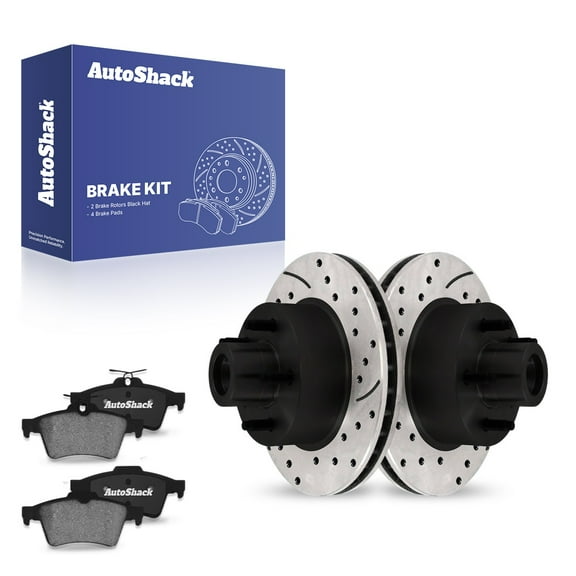 AutoShack 10.67" (271 mm) Rear Solid Drilled & Slotted Brake Rotors E-Coated   Ceramic Brake Pads | Replacement for 2012-2018 Ford Focus | 6-PC Brake Kit | ShadowGuard