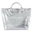 thumbnail image 1 of Bolso grande de PVC para mujer, bolso de plástico, bolso de mano con estampado de cuadros plateados y letras, bolso de compras, bolso de lona de viaje, regalo de Navidad, 1 of 5