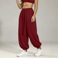 thumbnail image 3 of cocolona Womens Casual Loose High Waist Harem Pants Solid Color Elastic Waist Drawstring Travel Yoga Pants, 3 of 5