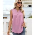 thumbnail image 4 of Women'S Summer Casual Sleeveless V Neck Lace Trim Tank Tops Loose Blouse Tees Pink S, 4 of 9