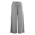 thumbnail image 4 of UAMVSH Women's Striped Casual Pants Comfy Elastic Waist Wide Leg Pants Fashion Loose Drawstring Lounge Trousers with Pockets, 4 of 6