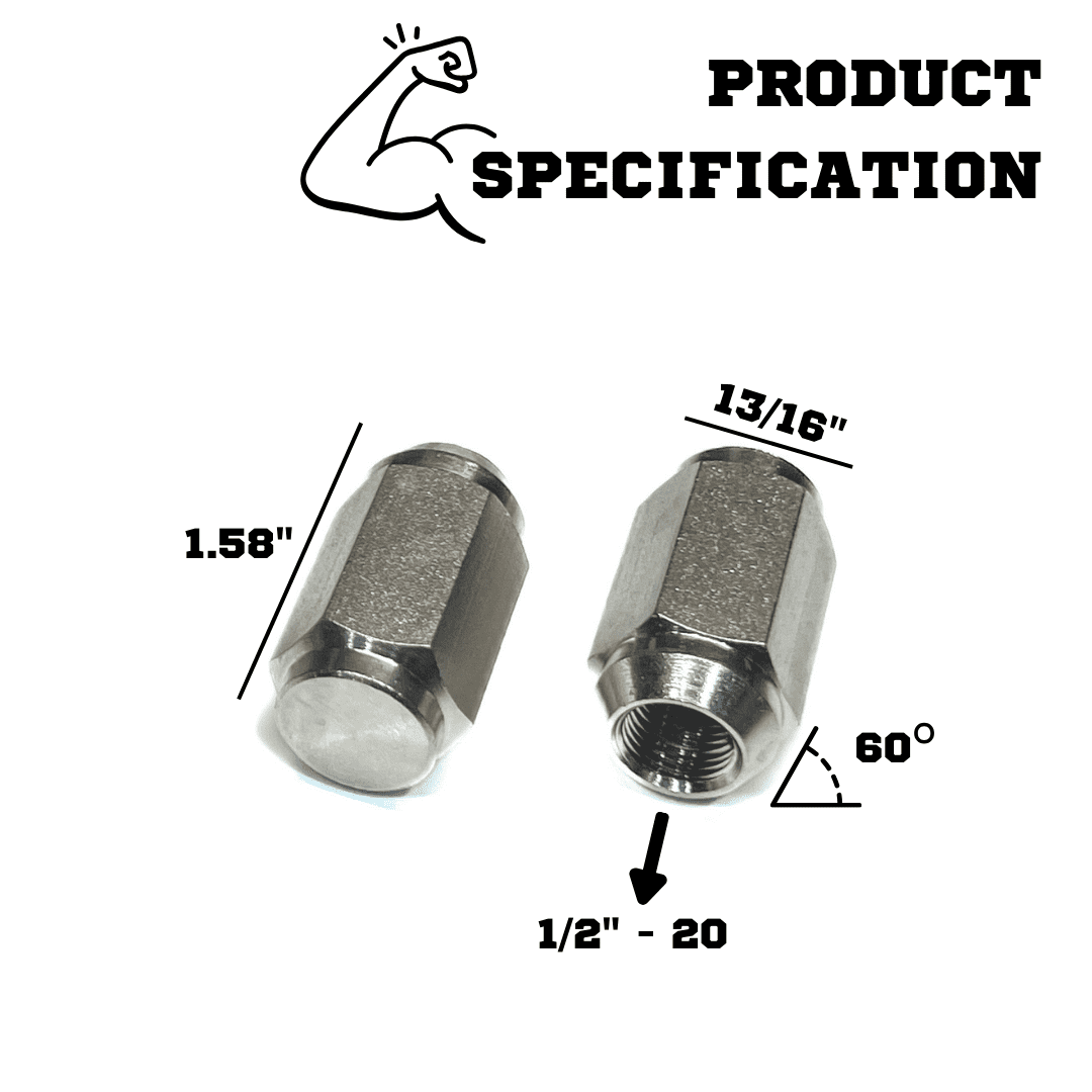Mighty Fasteners Acorn Lug Nuts, 1/2"-20 Thread, 304 Stainless Steel, Electropolished for Improved Corrosion Resistance - Ideal for Trailer Wheels - 10 Units
