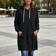 thumbnail image 4 of Xaqiouau Womens Hooded Sweatshirt Dress Long Sleeve Pullover Hoodie Dress Casual Loose Tunic Dress with Kangaroo Pocket Fall Winter Outfit, 4 of 7