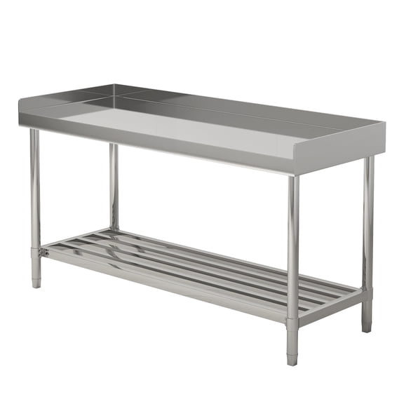 Huisuilinss Stainless Steel Table With Backsplash,Stainless Steel Prep Table For Kitchen,Commercial Prep & Work Table With Adjustable Undershelf For Restaurant Hotel Home Gardens Garages
