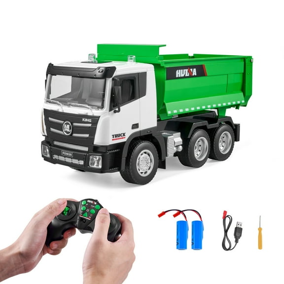VEVOR RC Dump Truck Toy, 9-Channel 1:18 Scale, Remote Control Dump Truck RC Construction Vehicle Truck Toy with Light & 2 Rechargeable Batteries Birthday Gift for Toddlers Kids Boys and Girls Age 8 