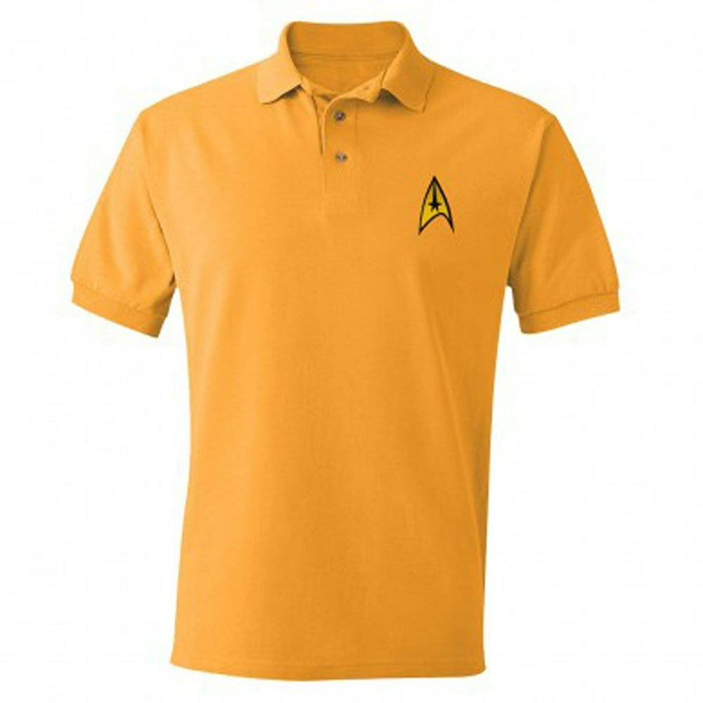 Mighty Fine Star Trek Starfleet Uniform Adult Command Gold Polo Shirt